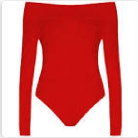 Bodysuit red ribbed Plus - Picture 1 of 7